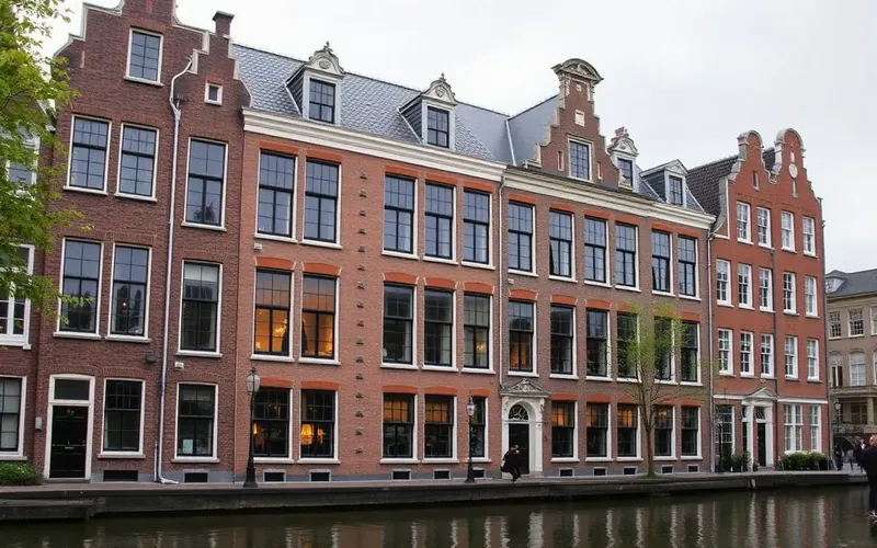 Statig Nederlands herenhuis aan een gracht