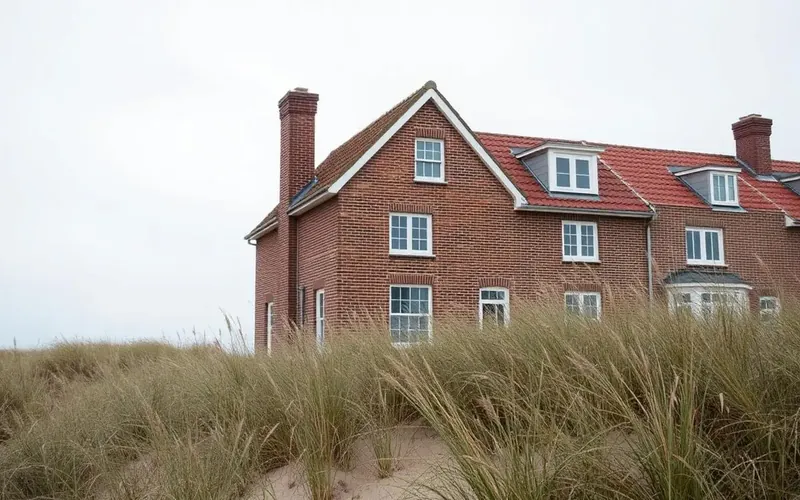 Nederlandse woning aan de kust met duinen