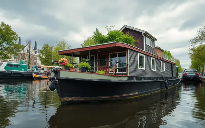 Woonboot in een Nederlandse gracht